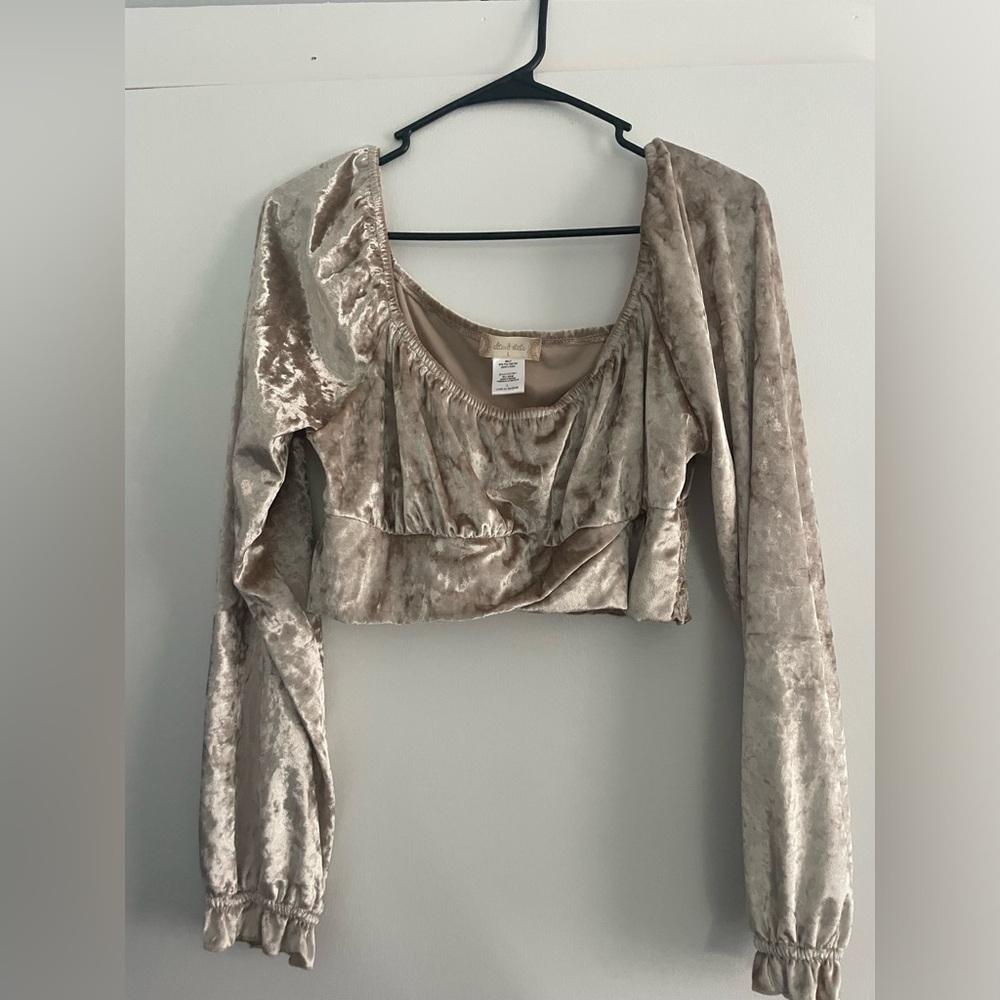 Velvet Long Sleeve Crop Top